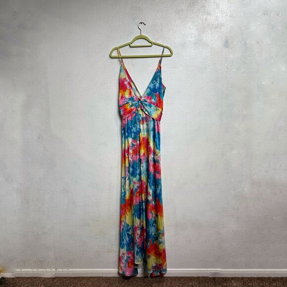 Fashion Nova Multicolor Painting In Color Maxi Dress Sz M - Picture 10 of 13
